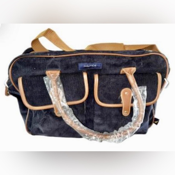 ⚓️ NEW! NAUTICA TRAVEL BAG! NAVY CORDUROY CARRY ON! UNISEX!!!!! - Picture 3 of 7